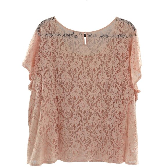 Torrid Sheer Lace Blouse Women 5X Pink Bohemian Hippie Cottagecore Romantic Boho - Picture 6 of 13